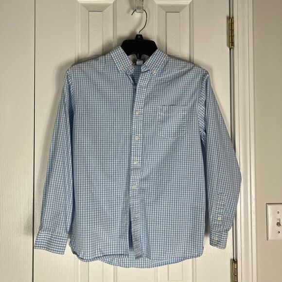 Kitestrings Boys Blue Gingham Button Down Shirt 14 - Picture 1 of 3